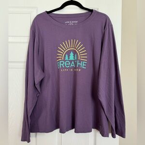 Life Is Good Womens Plus Size 3x XXXL long sleeve tshirt purple Breathe
